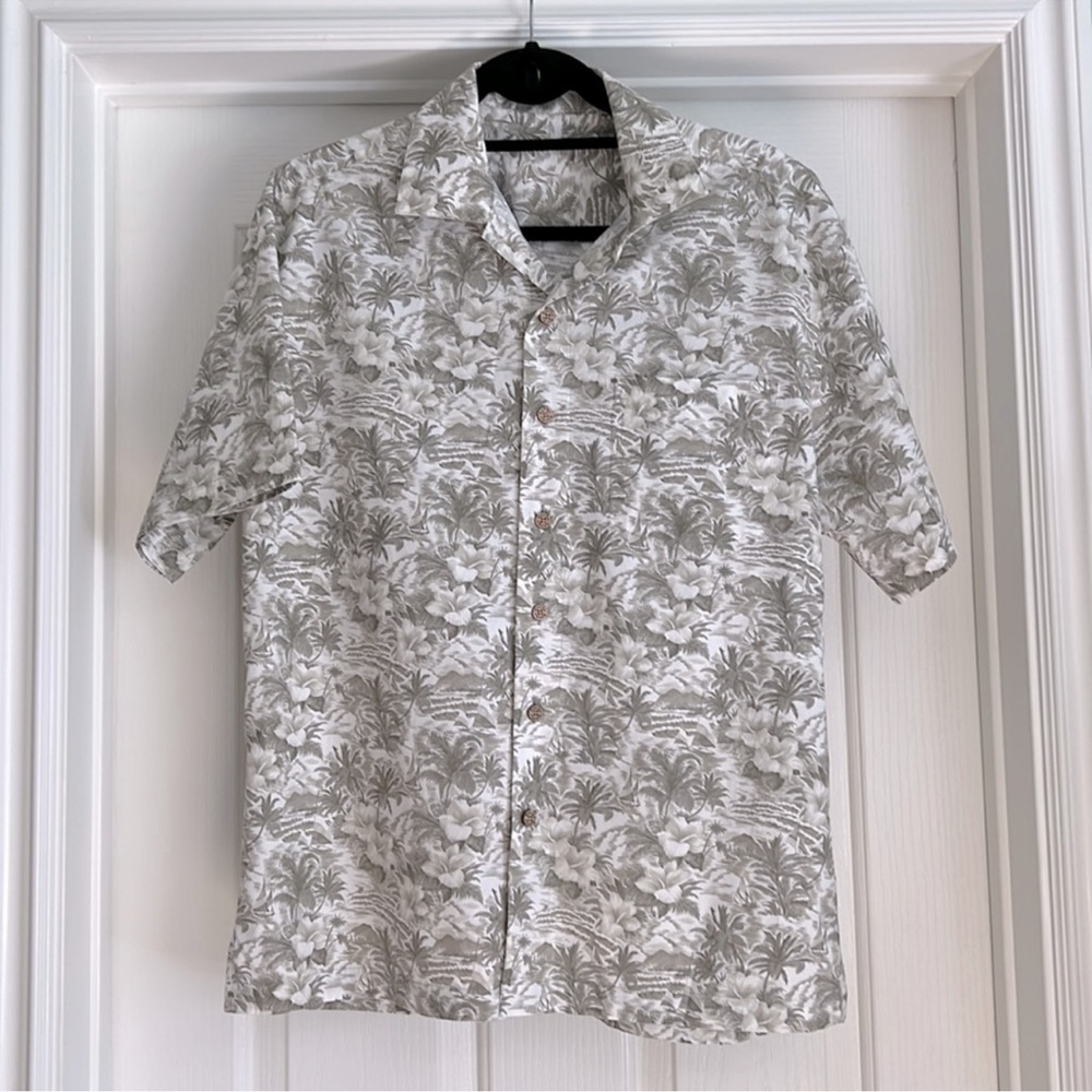 Batik Bay Men’s Olive/Gray Hawaiian Aloha Short Sleeve Shirt L